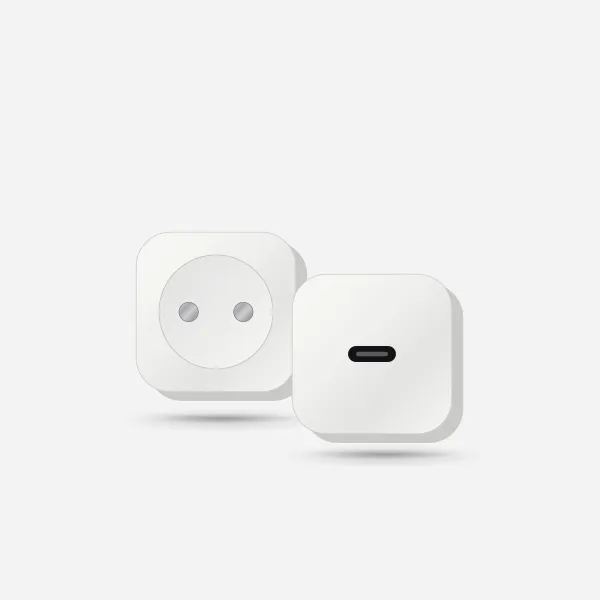 Apple 35W Dual USB-C Port Compact Power Adapter in White, product view