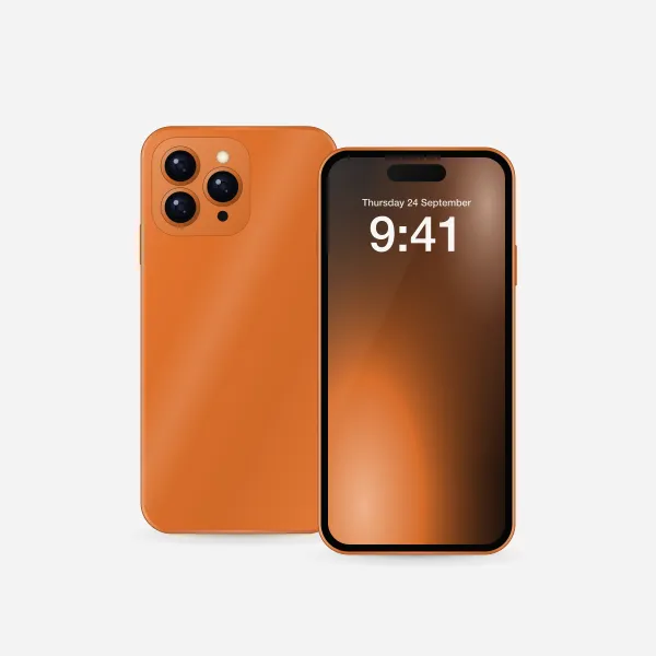 iPhone 17 Pro in Cosmic Orange, front view